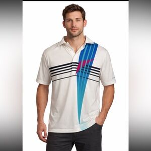 Chubbies Men's Medium Multicolor Stretch The Flopstradamus Golf Polo Shirt